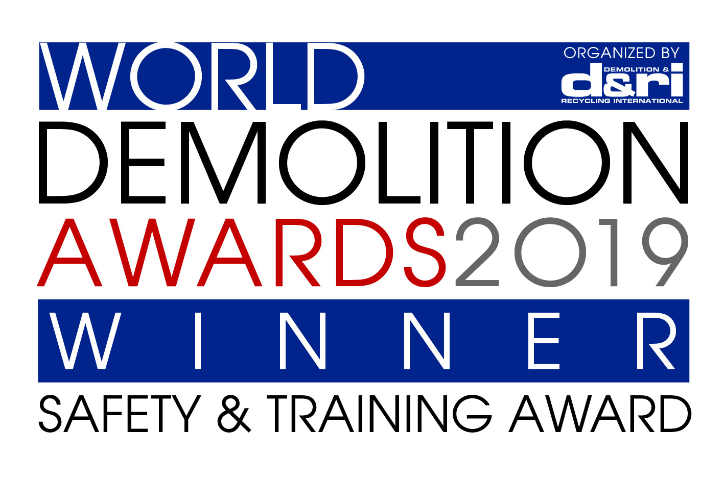 World demolition awards 2019 winner logo. Colemans won this award the safety and training award.