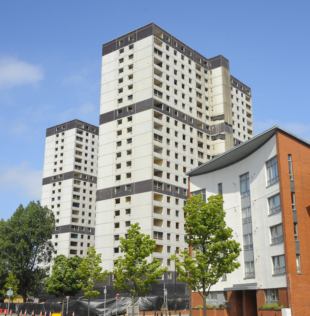 Image of the two 24 storey residential tower blocks to be demolished.